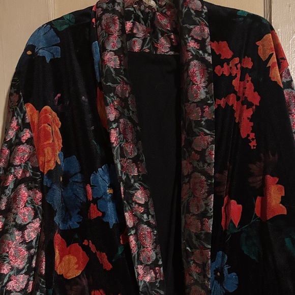 Floral Velvet Robe - Multicolor - Picture 1 of 16